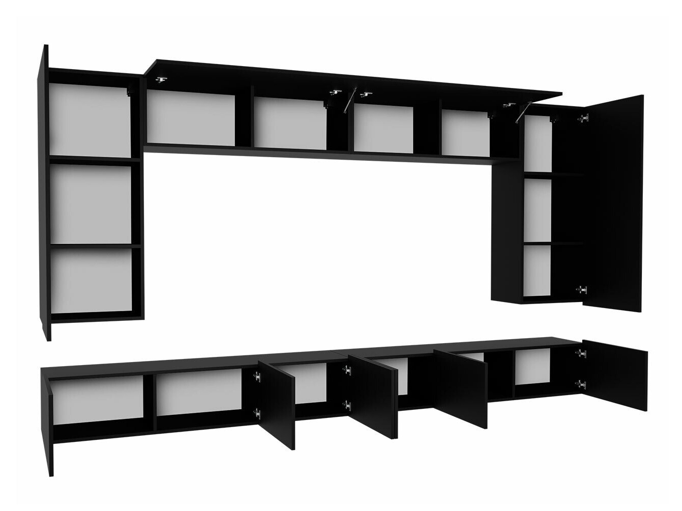 Parete attrezzata Tivdalu 135 (Bianco + Bianco lucido)