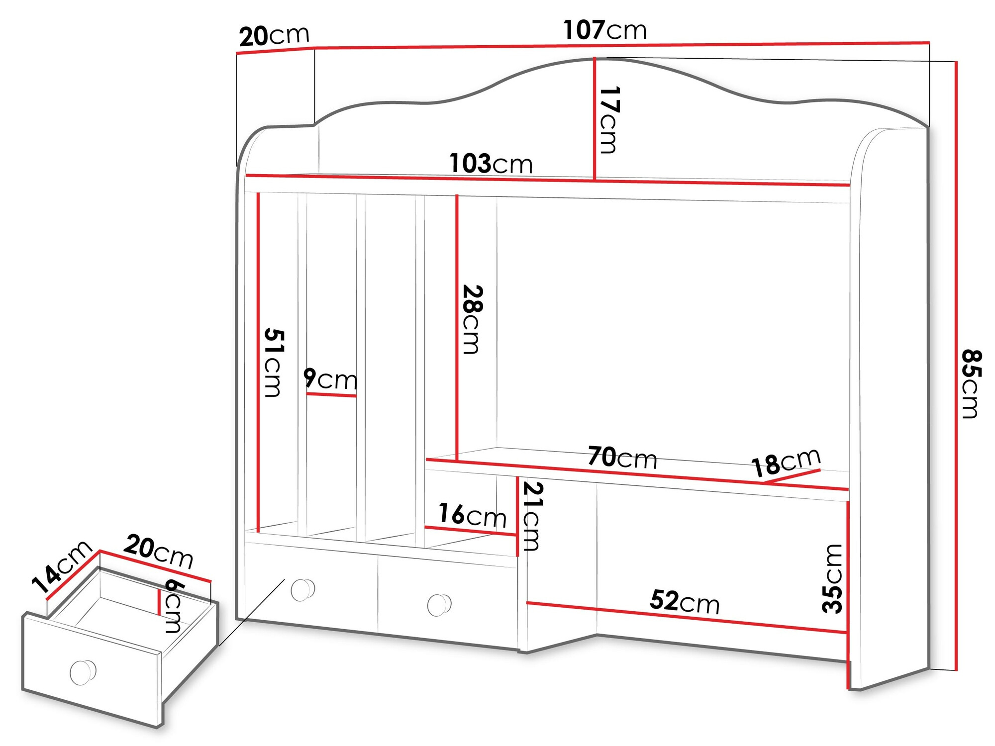 Scaffale Romelbo 136 (Bianco + Quercia)