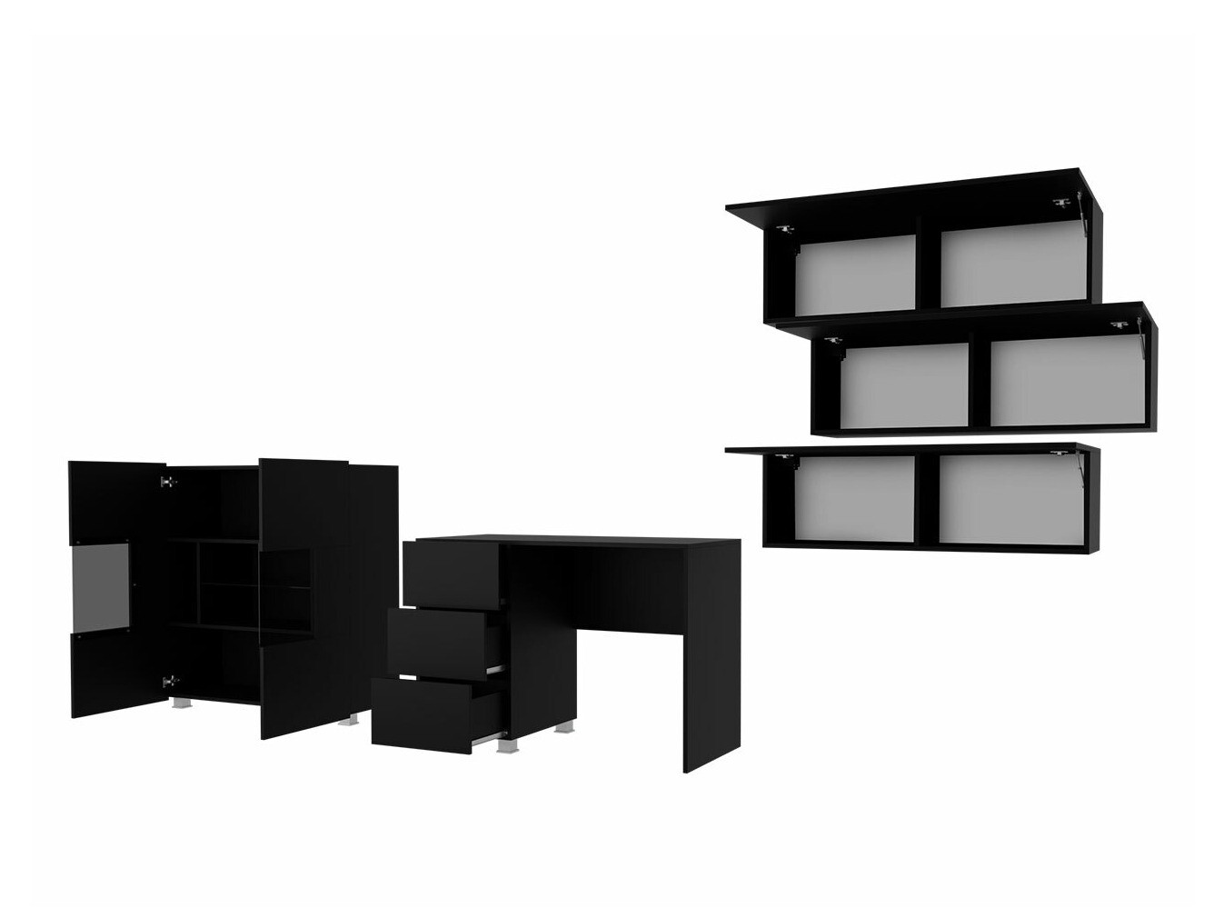 Set di mobili Tivdalu 136 (Bianco + Bianco lucido)