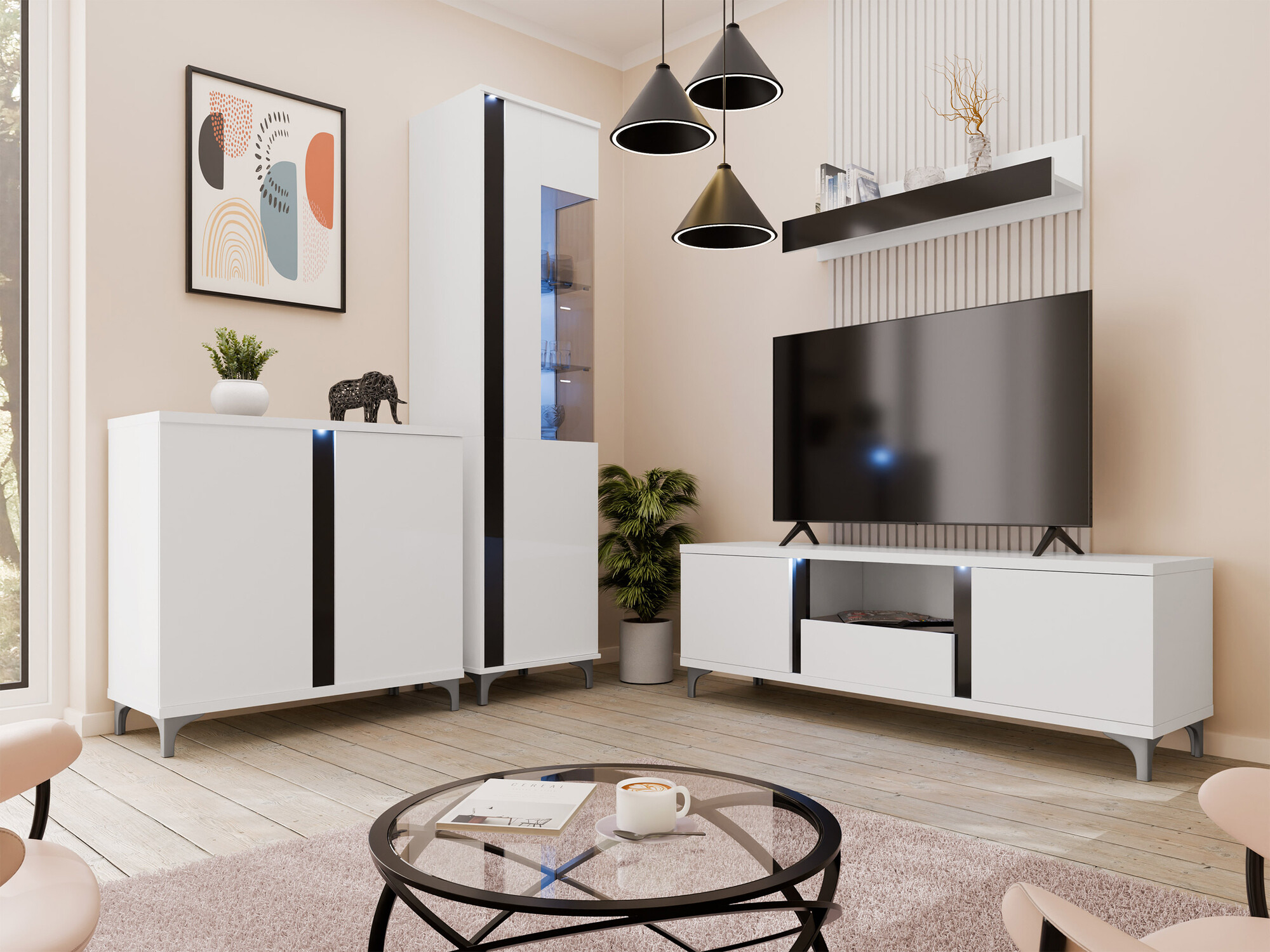Madia Florem II (Bianco + Bianco lucido + Nero lucido)