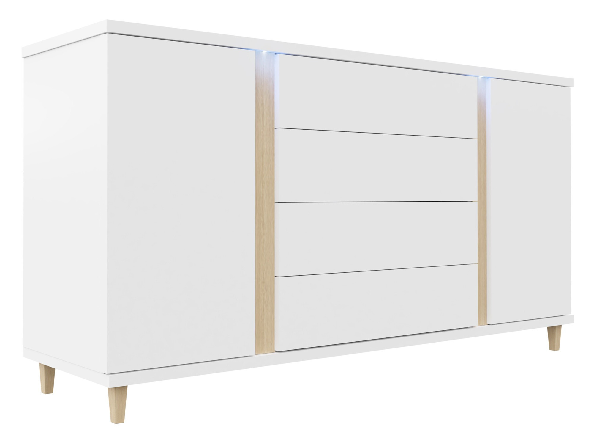 Cassettiera Florem (Bianco + Bianco lucido + Luminoso legno)
