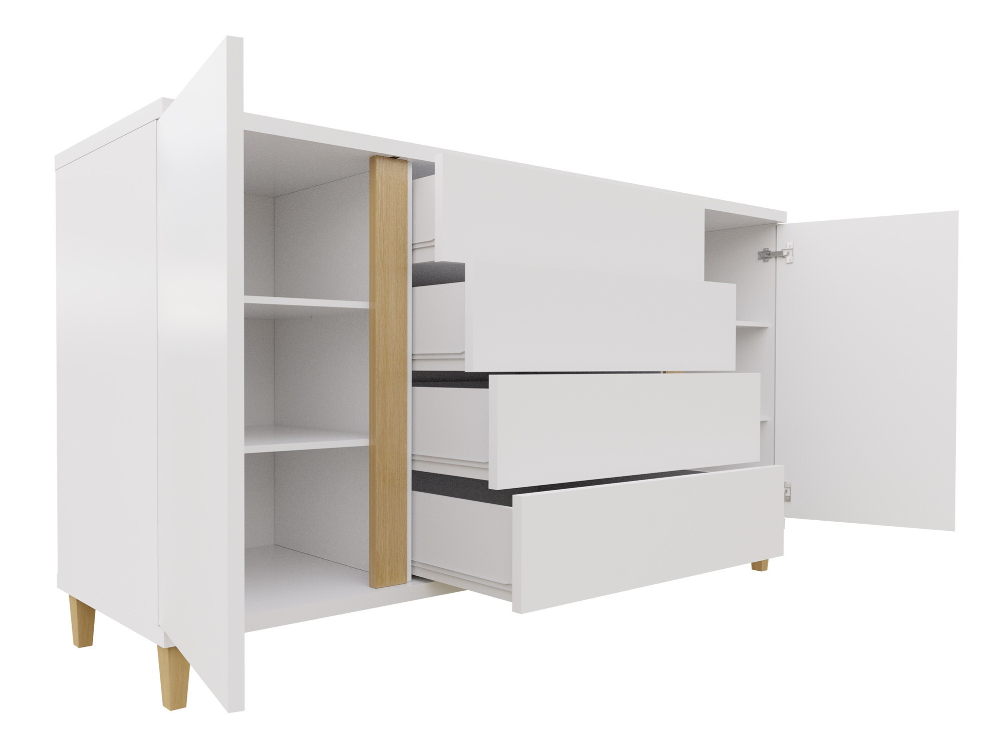 Cassettiera Florem (Bianco + Bianco lucido + Nero lucido)