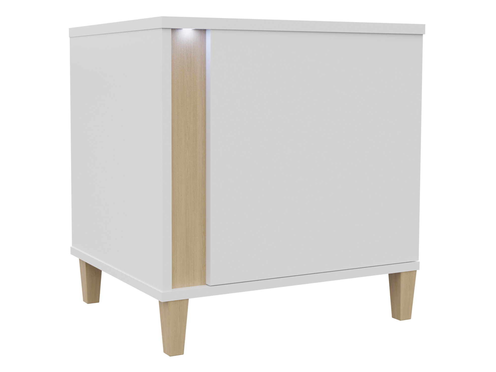 Comodino Florem (Bianco + Bianco lucido + Luminoso legno)