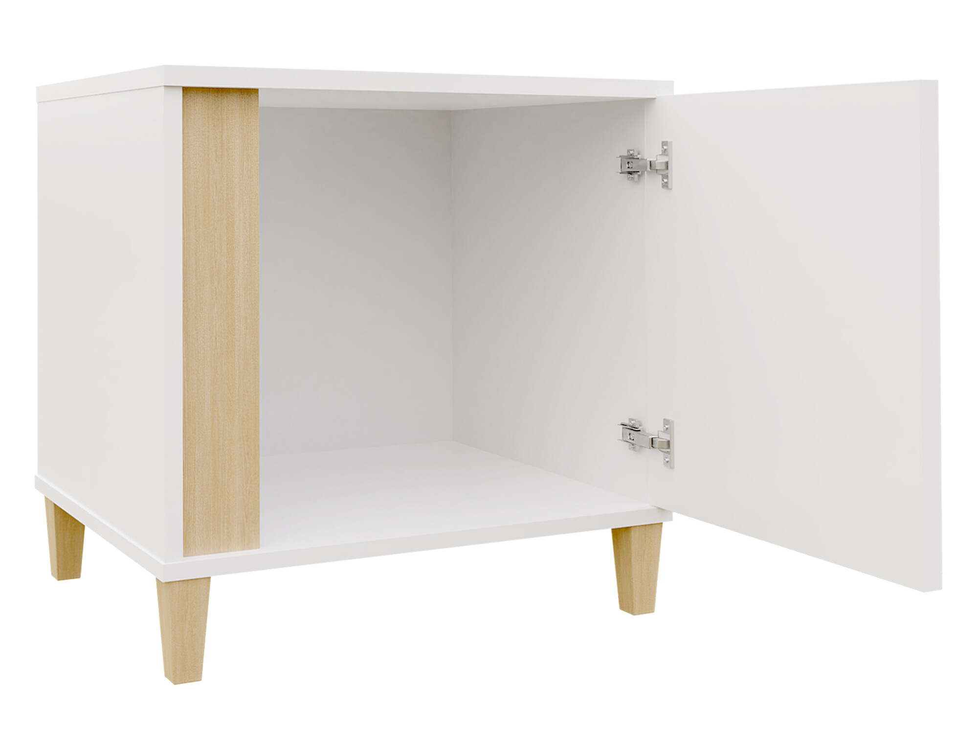 Comodino Florem (Bianco + Bianco lucido + Luminoso legno)