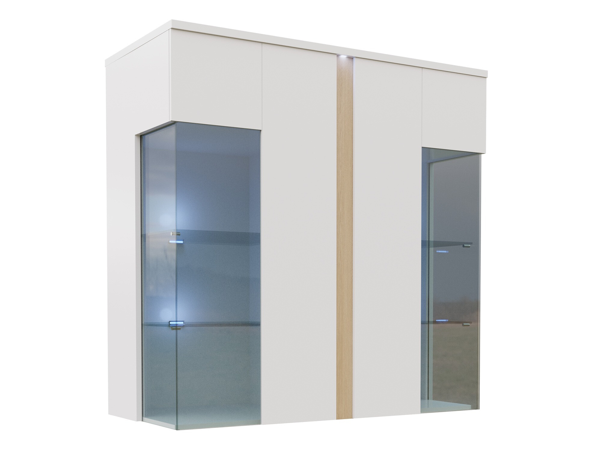 Madia Florem III (Bianco + Bianco lucido + Luminoso legno)