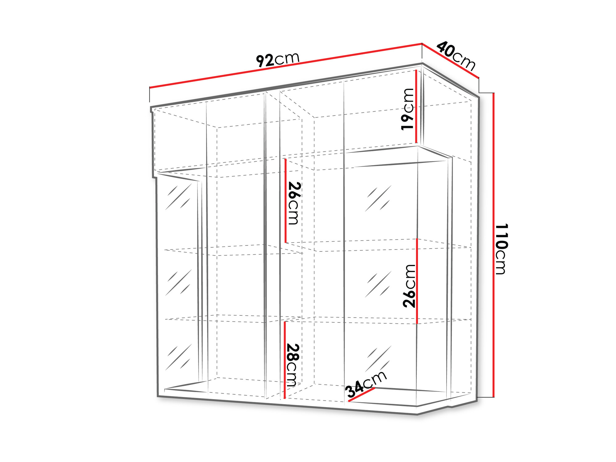 Madia Florem III (Bianco + Bianco lucido + Luminoso legno)