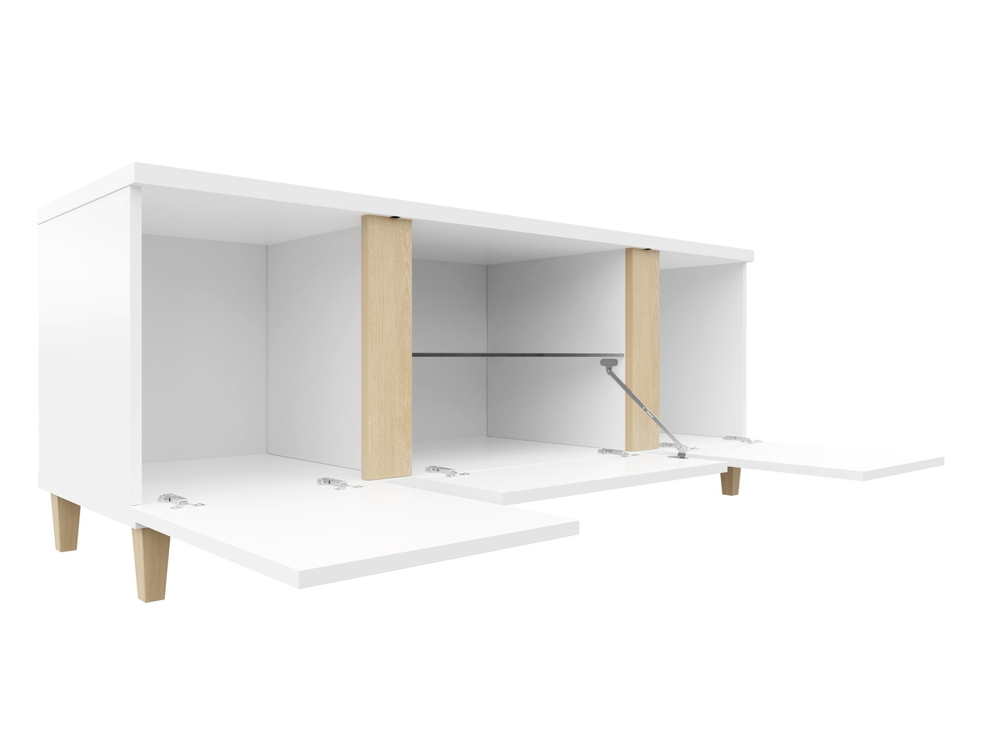 Mobile porta TV Florem (Bianco + Bianco lucido + Nero lucido)