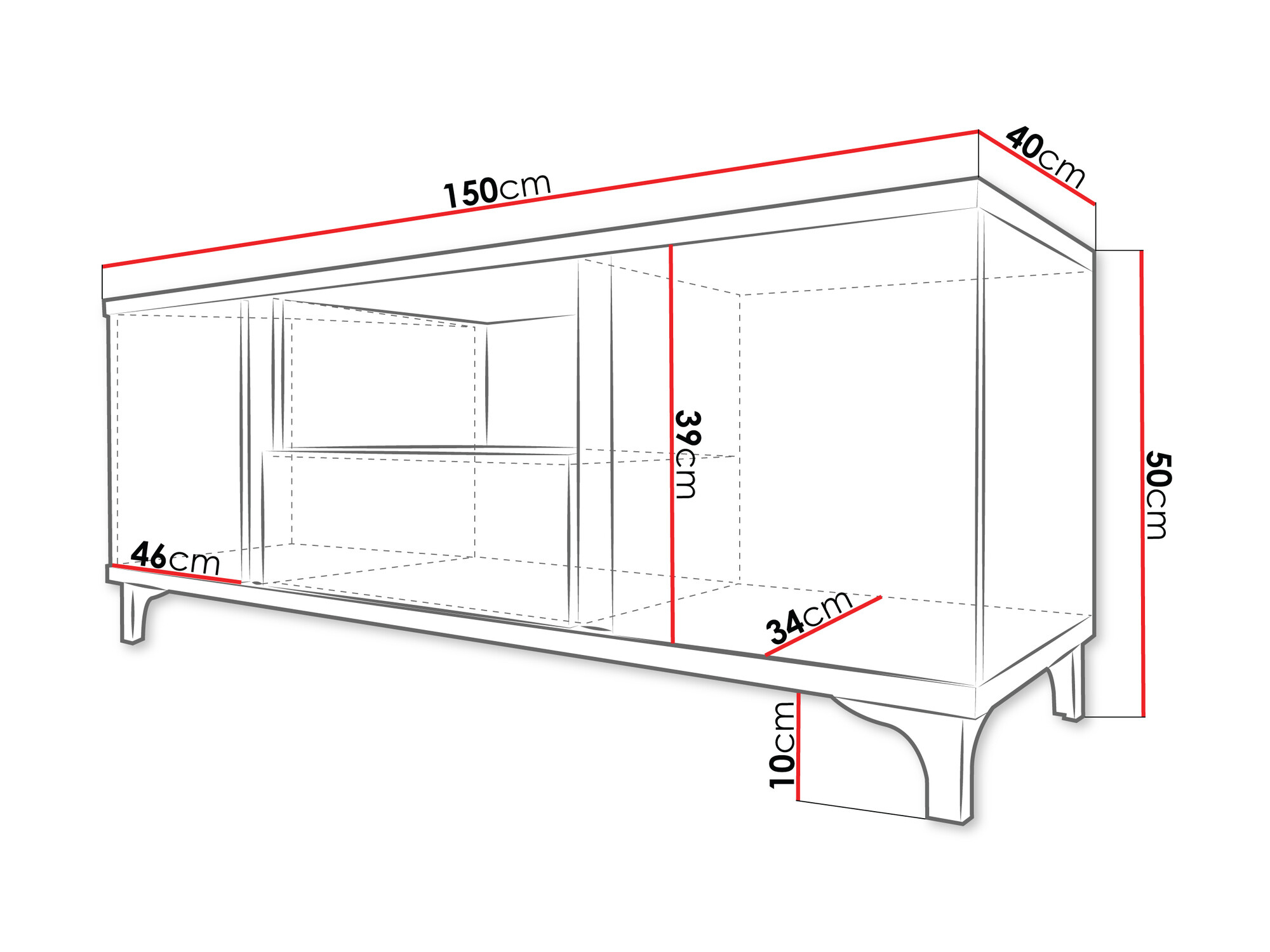 Mobile porta TV Florem (Bianco + Bianco lucido)