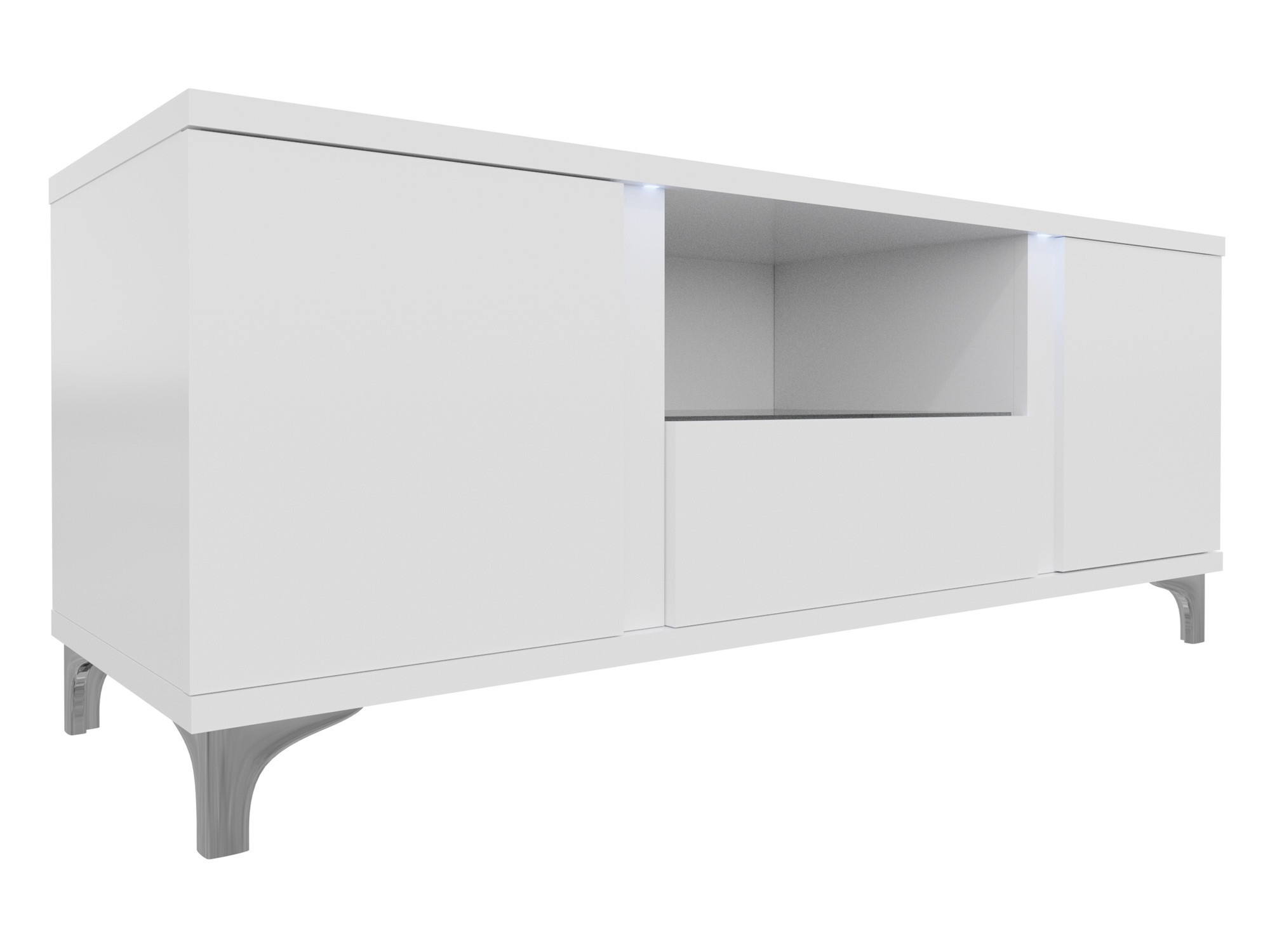 Mobile porta TV Florem (Bianco + Bianco lucido)