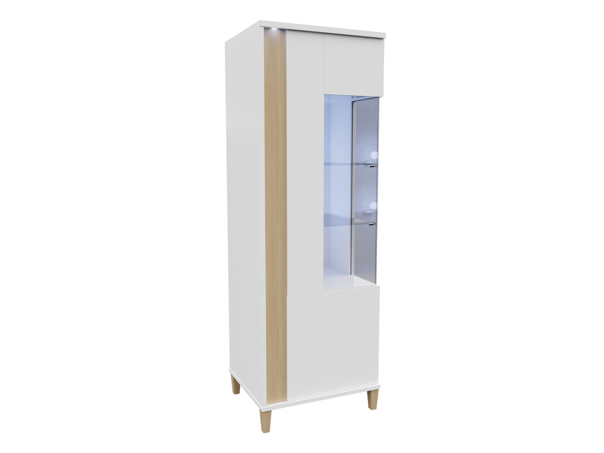 Scaffale Florem (Bianco + Bianco lucido + Luminoso legno)
