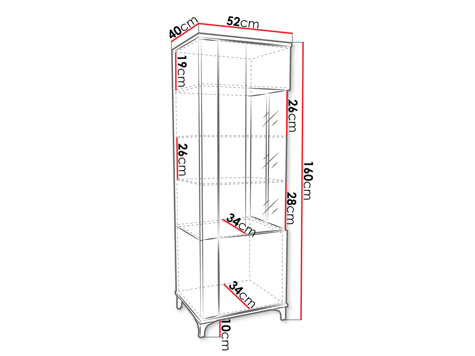 Scaffale Florem (Bianco + Bianco lucido + Luminoso legno)