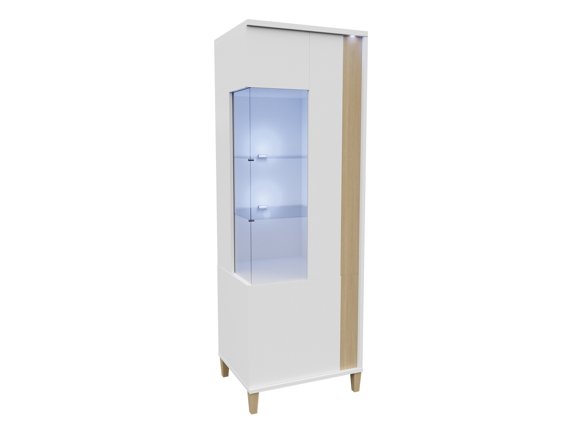 Scaffale Florem I (Bianco + Bianco lucido + Luminoso legno)