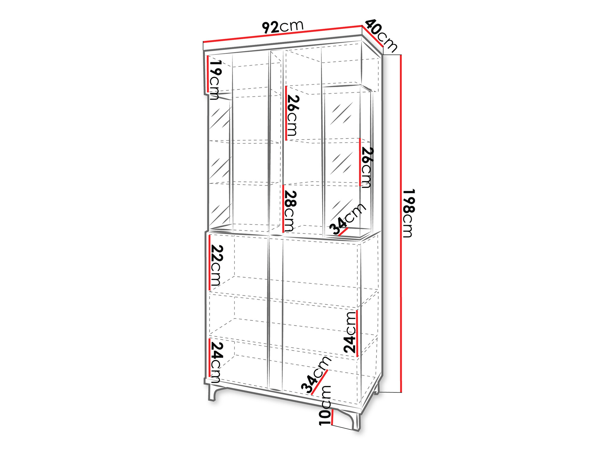 Scaffale Florem IV (Bianco + Bianco lucido + Nero lucido)