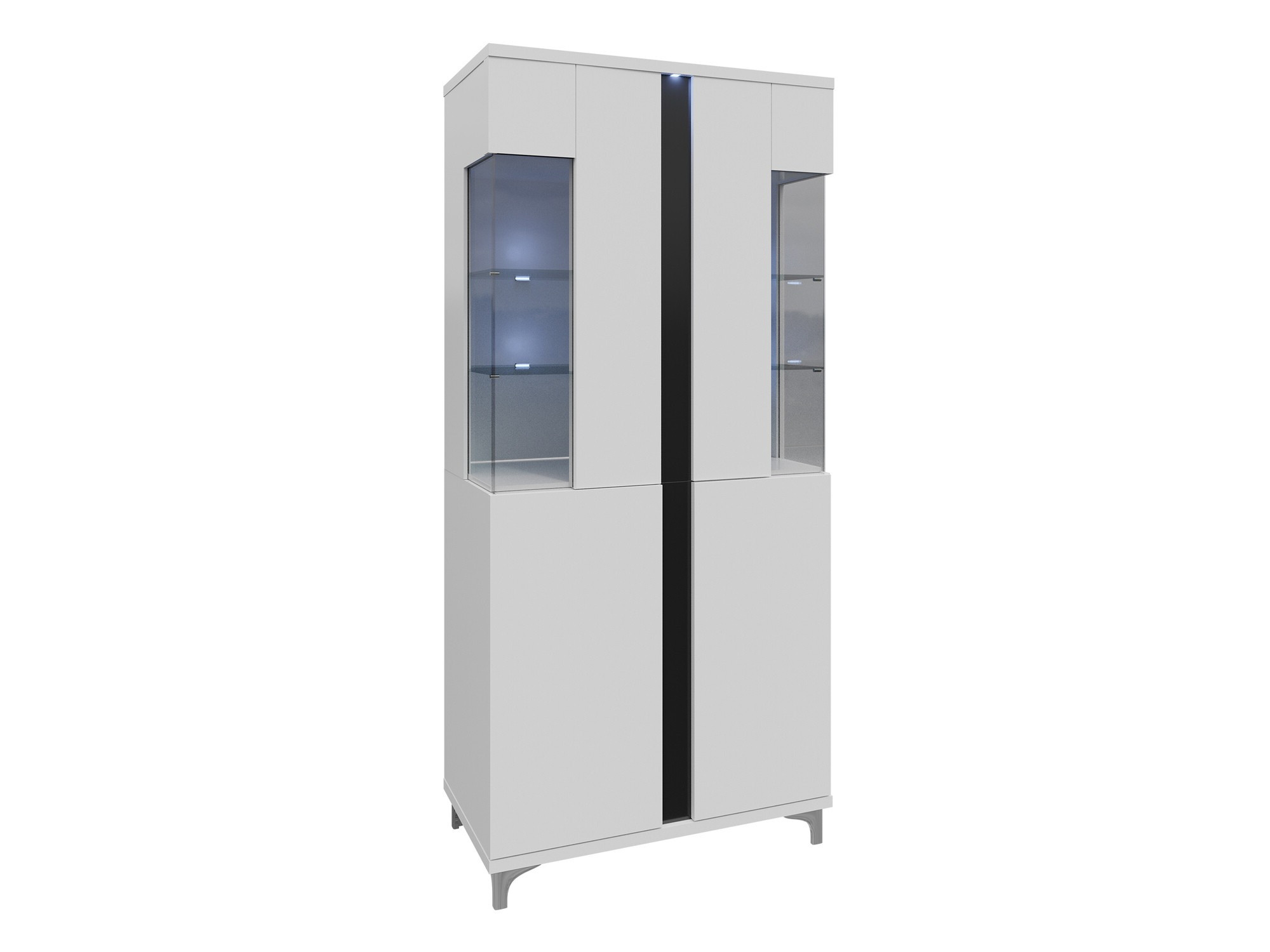 Scaffale Florem IV (Bianco + Bianco lucido + Nero lucido)