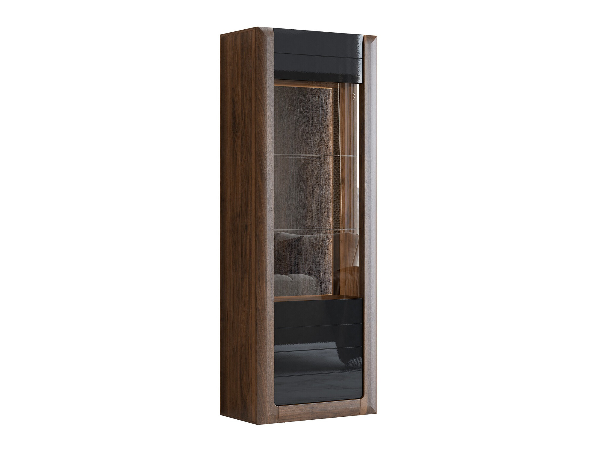 Scaffale Sovera 101 (Noce + Nero lucido)