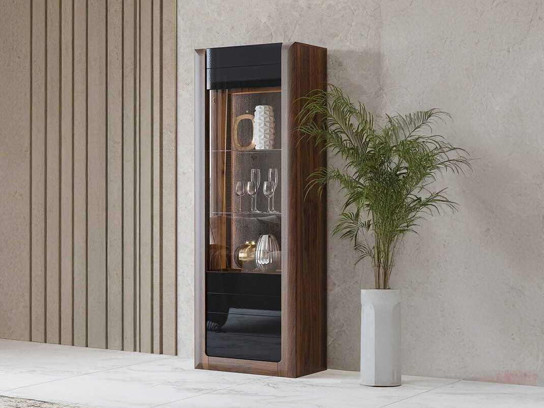 Scaffale Sovera 101 (Noce + Nero lucido)