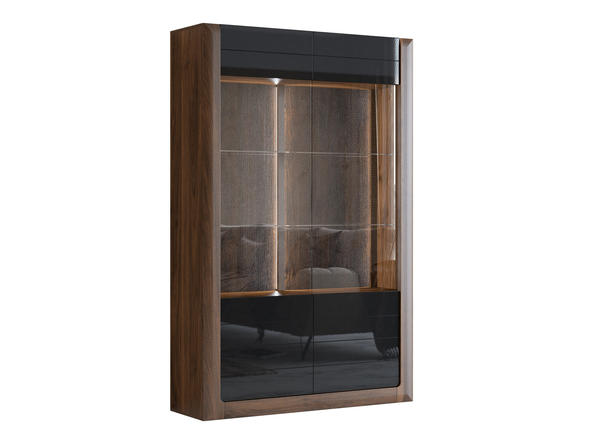 Scaffale Sovera 102 (Noce + Nero lucido)