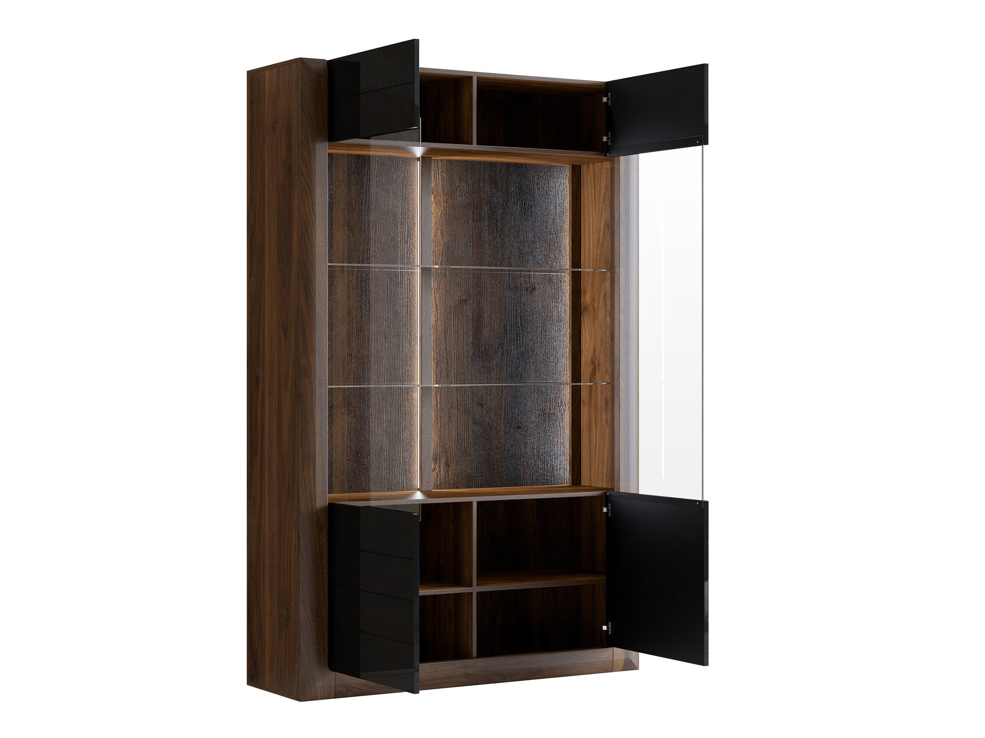 Scaffale Sovera 102 (Noce + Nero lucido)