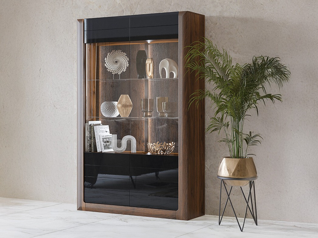 Scaffale Sovera 102 (Noce + Nero lucido)