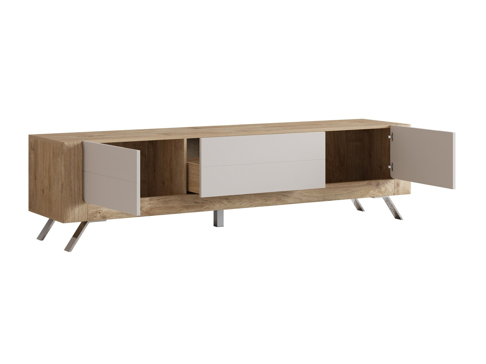 Mobile porta TV Sovera 104 (Quercia dorata + Grigio chiaro)