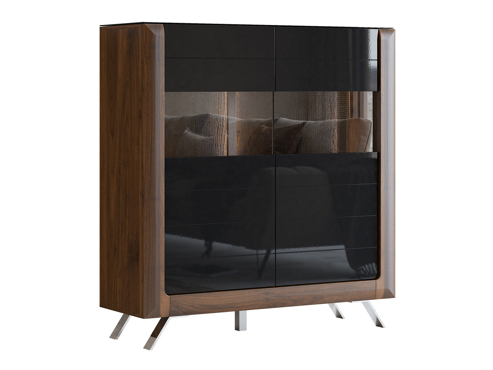 Scaffale Sovera 106 (Noce + Nero lucido)