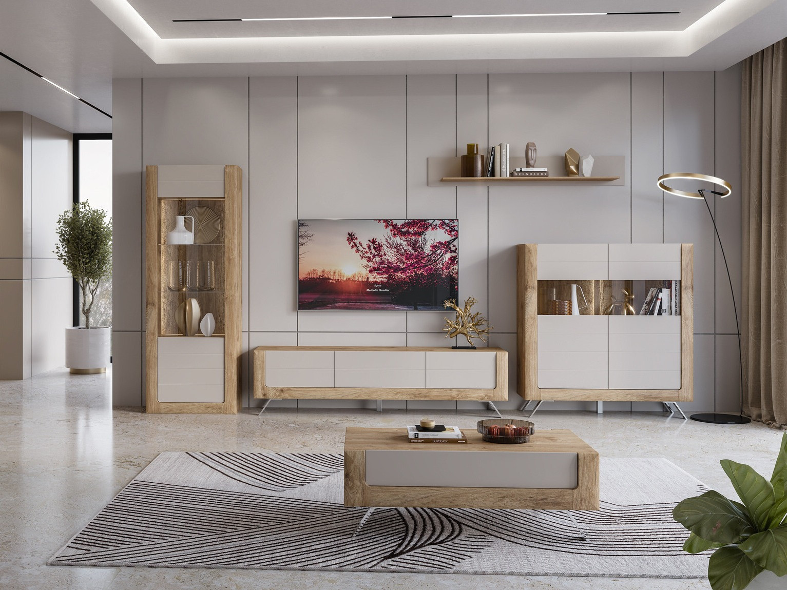 Scaffale Sovera 106 (Quercia dorata + Grigio chiaro)