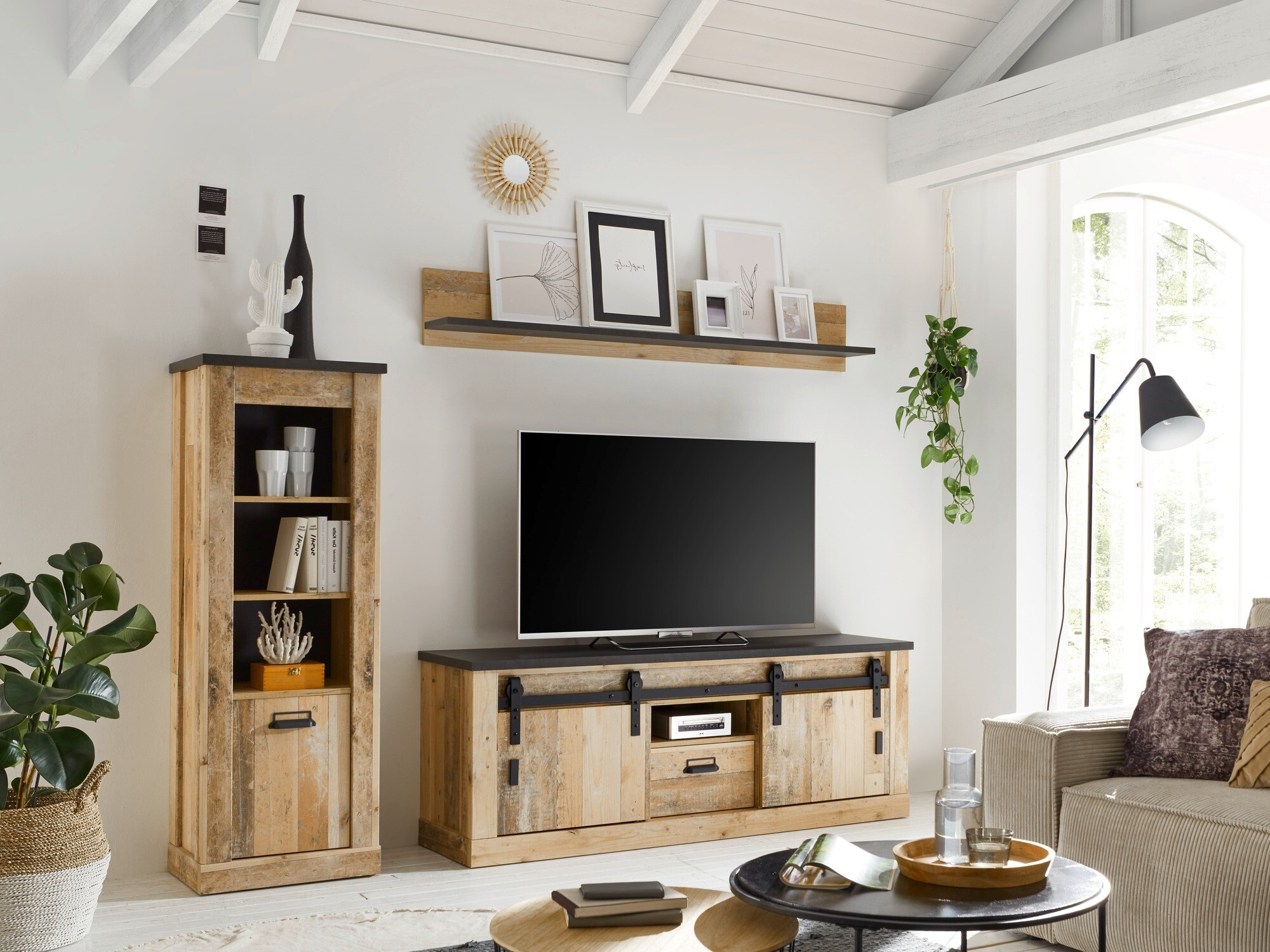 Parete attrezzata Cirtale 131 (Albero invecchiato + Antracite)