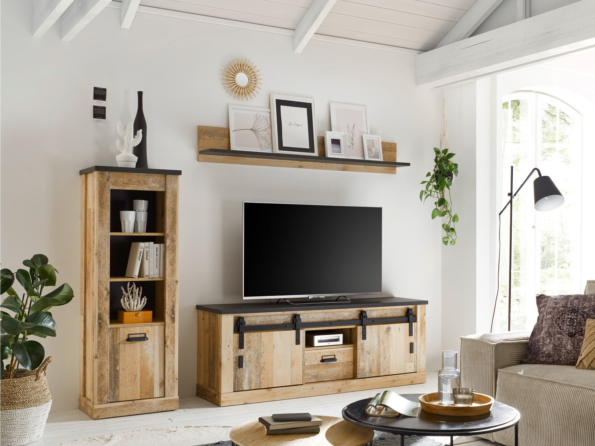 Parete attrezzata Cirtale 131 (Albero invecchiato + Antracite)