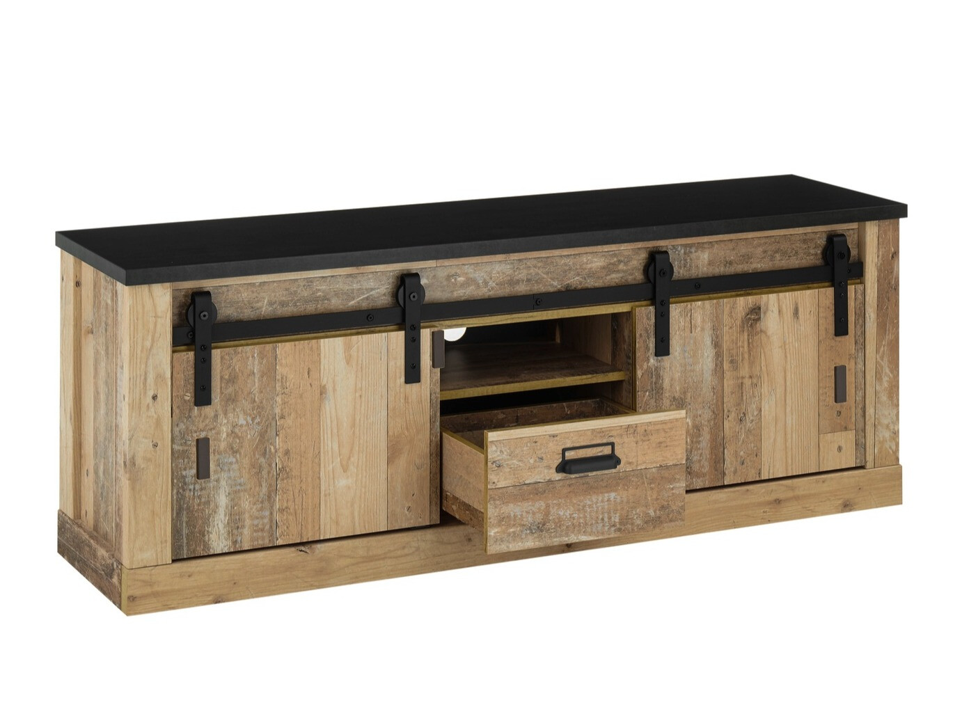 Parete attrezzata Cirtale 131 (Albero invecchiato + Antracite)