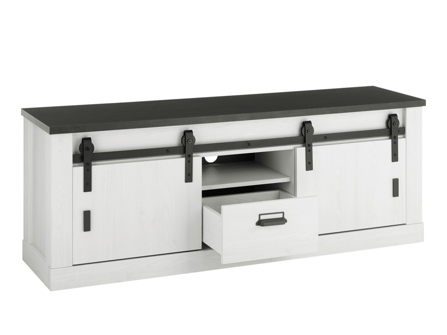 Parete attrezzata Cirtale 131 (Pino sbiancato + Antracite)