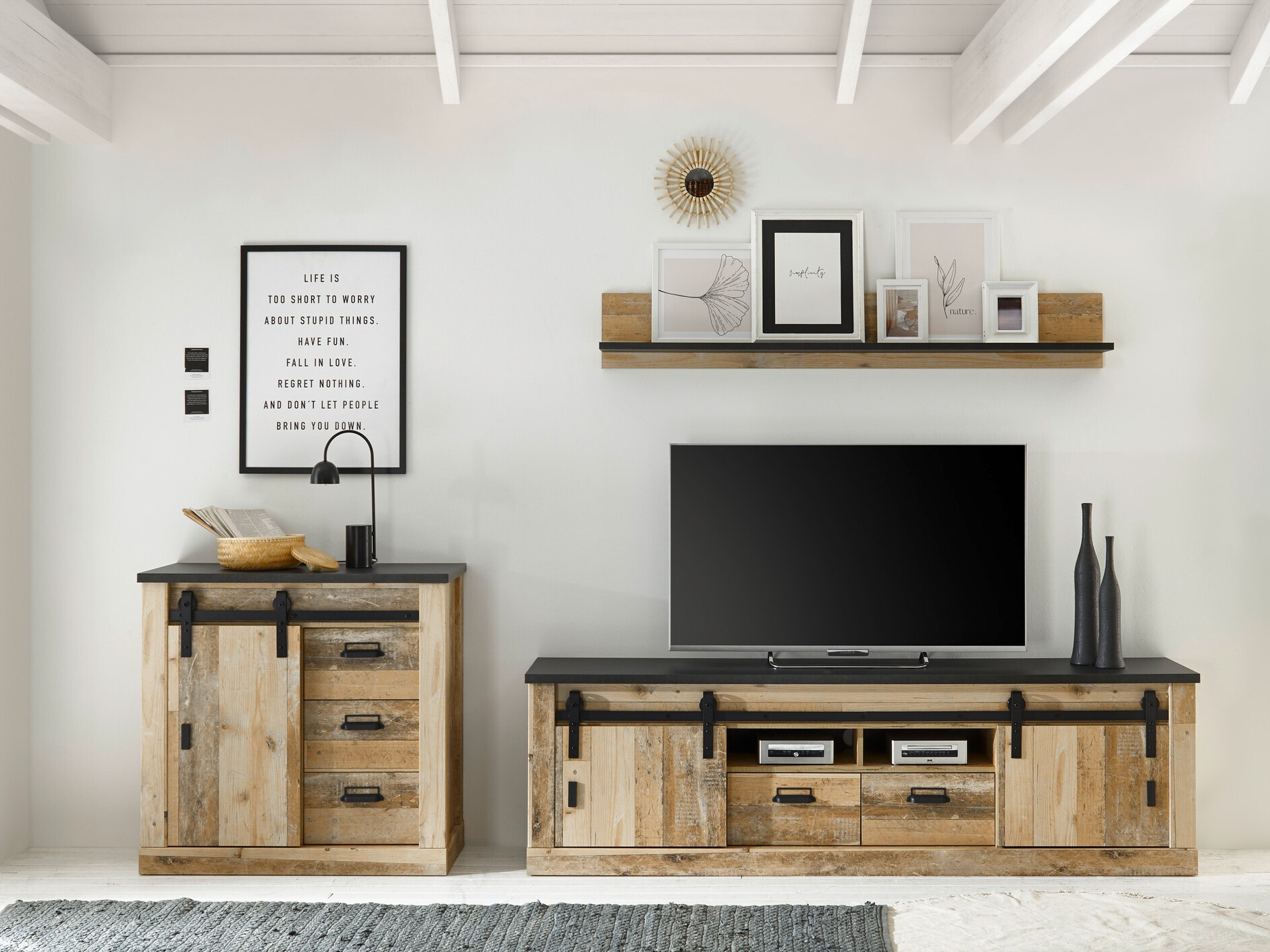 Parete attrezzata Cirtale 132 (Albero invecchiato + Antracite)