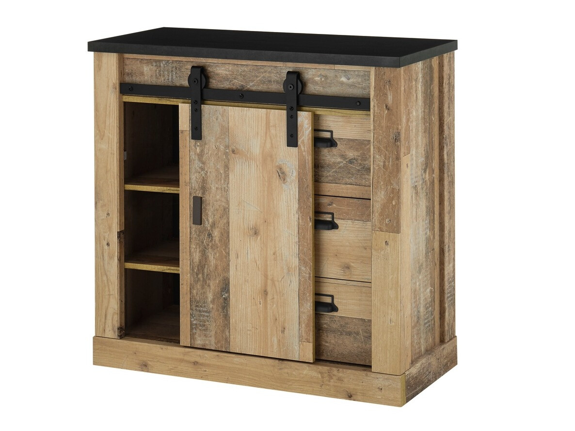 Parete attrezzata Cirtale 132 (Albero invecchiato + Antracite)