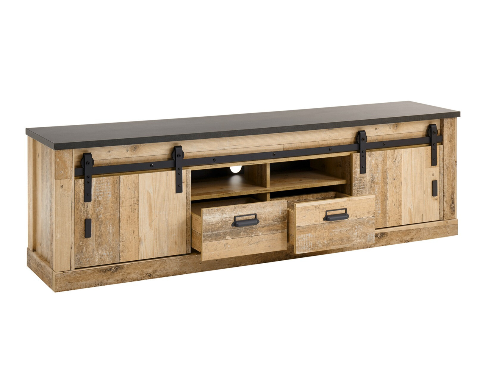 Parete attrezzata Cirtale 132 (Albero invecchiato + Antracite)