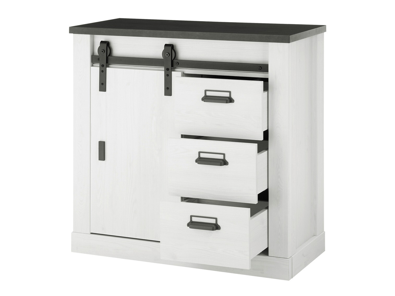 Parete attrezzata Cirtale 132 (Pino sbiancato + Antracite)