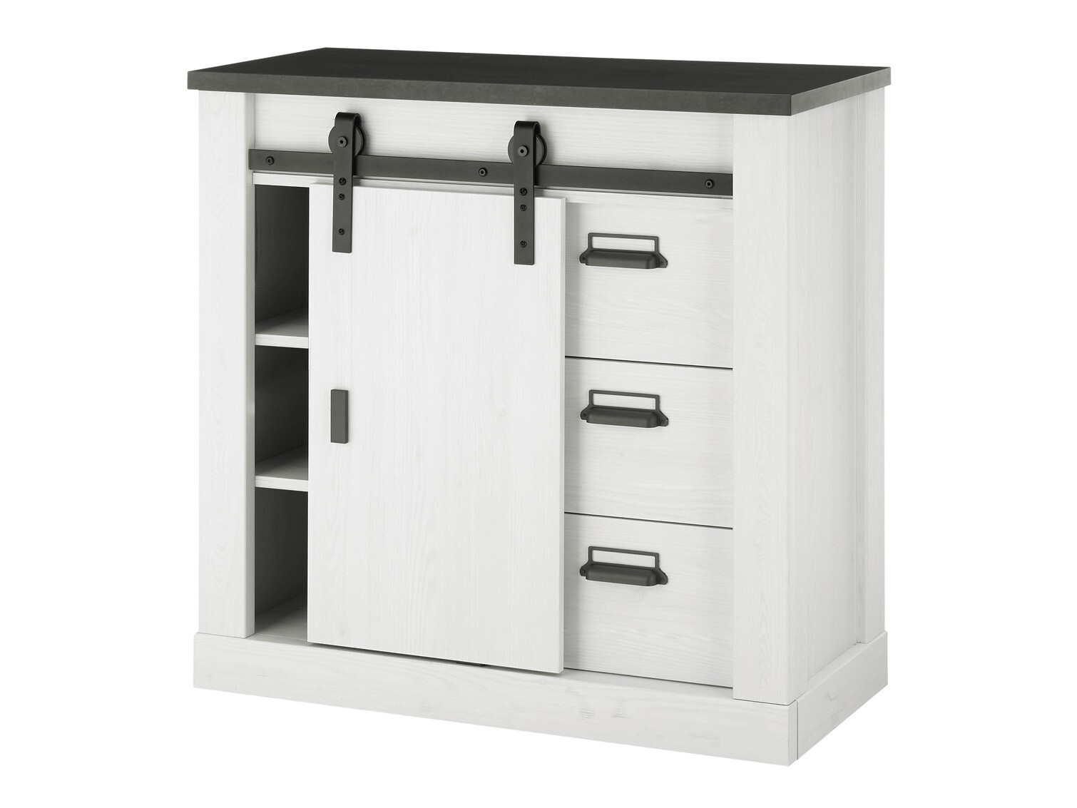 Parete attrezzata Cirtale 132 (Pino sbiancato + Antracite)