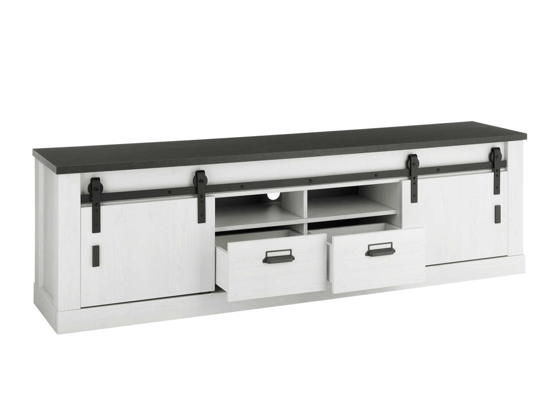 Parete attrezzata Cirtale 132 (Pino sbiancato + Antracite)