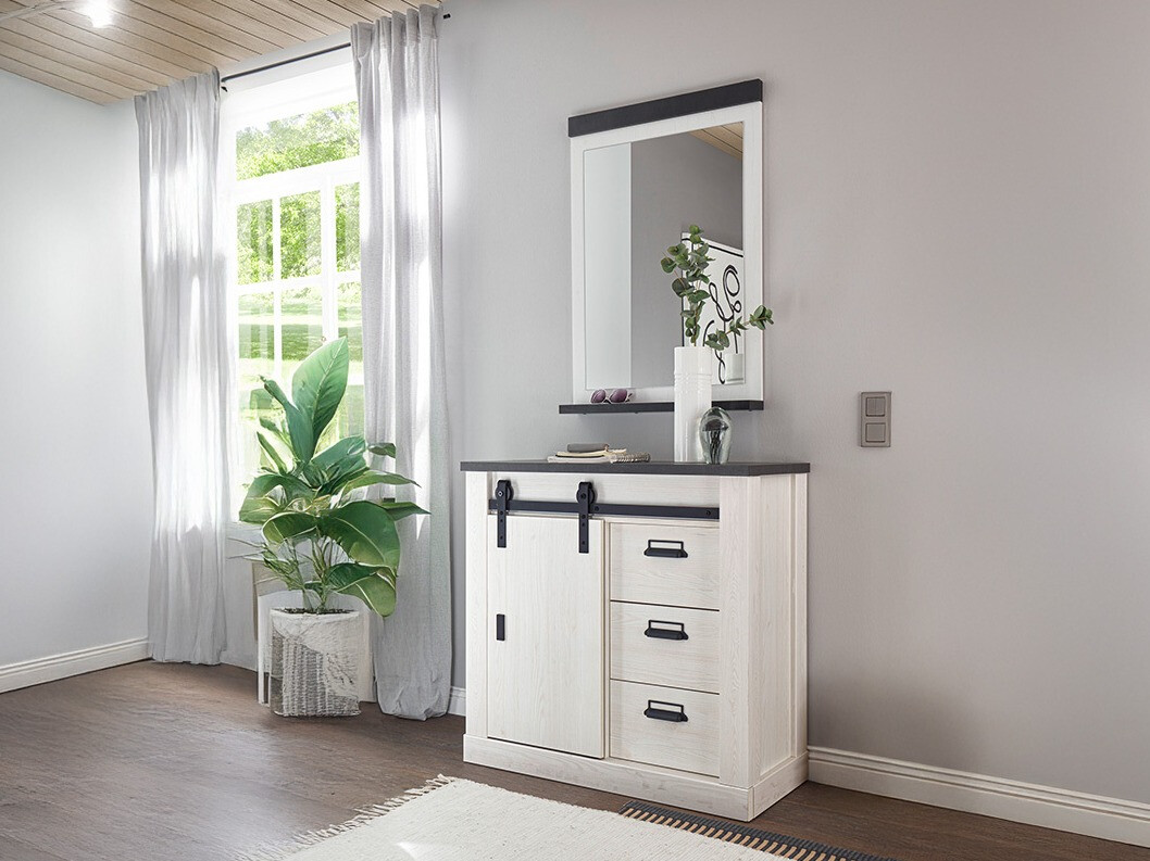 Set arredo da corridoio Cirtale 129 (Pino sbiancato + Antrahite)