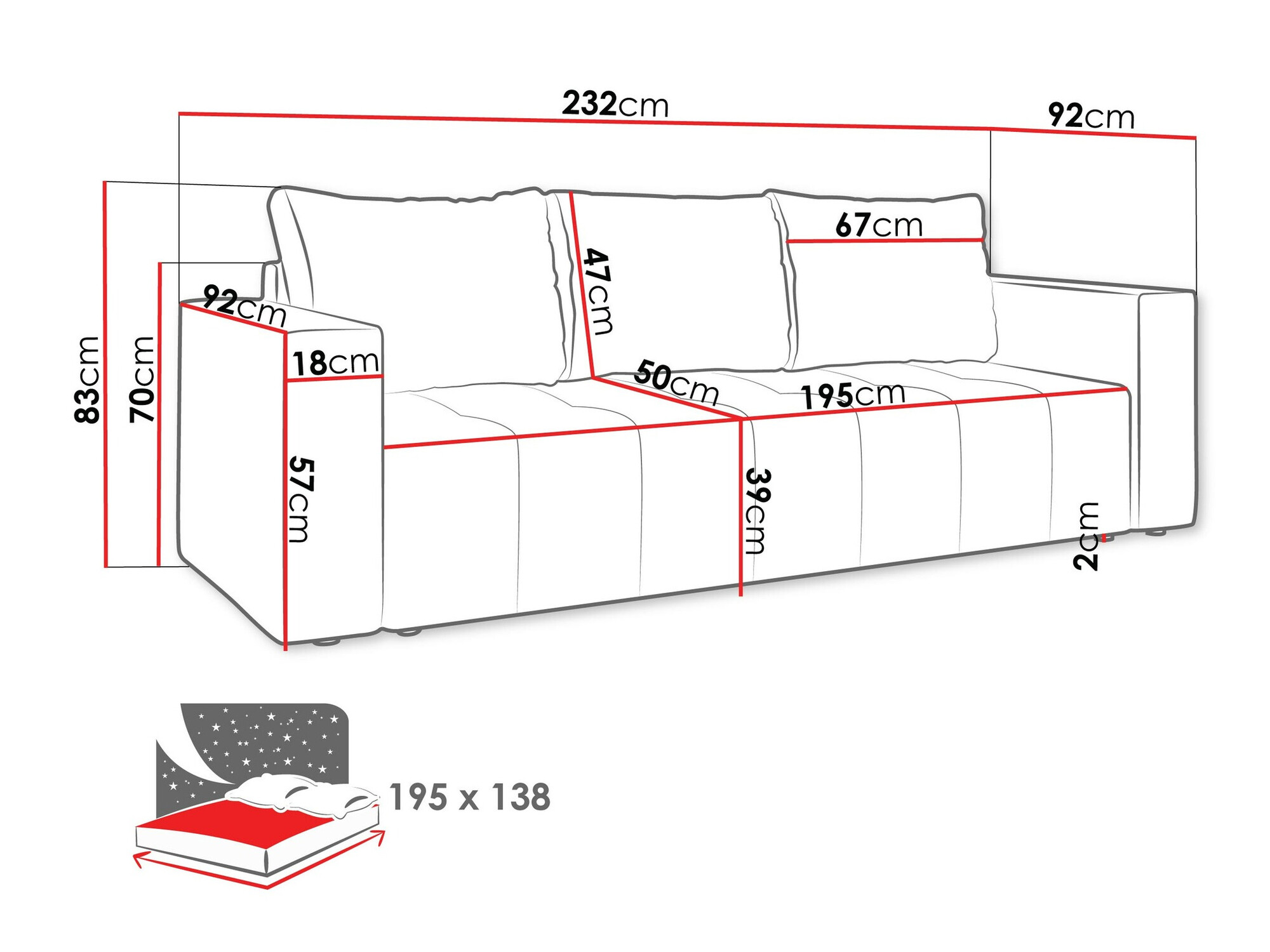 Divano letto Rome 105 (Manila 16)