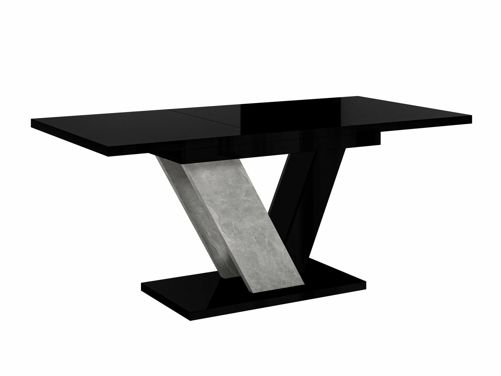 Tavolo Violium (Nero lucido + Calcestruzzo)