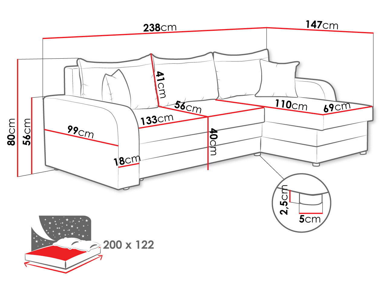 Divano angolare Comfivo Melissa (Mikrofaza 15 + Mikrofaza 22)