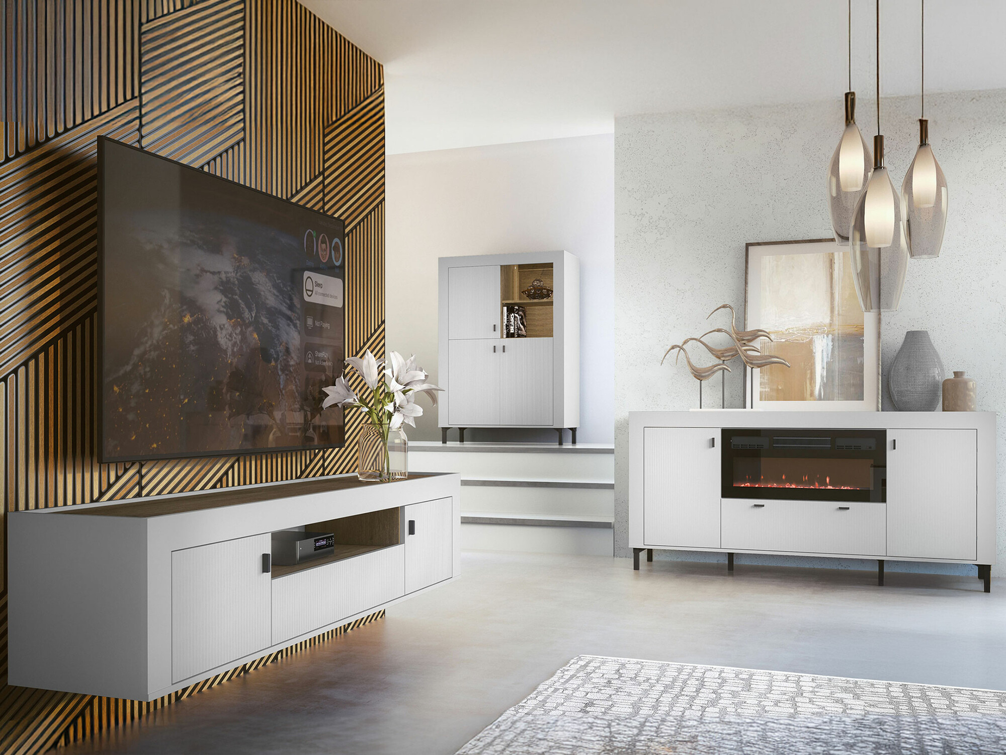 Parete attrezzata Mormavu 115 (Opaca bianco)