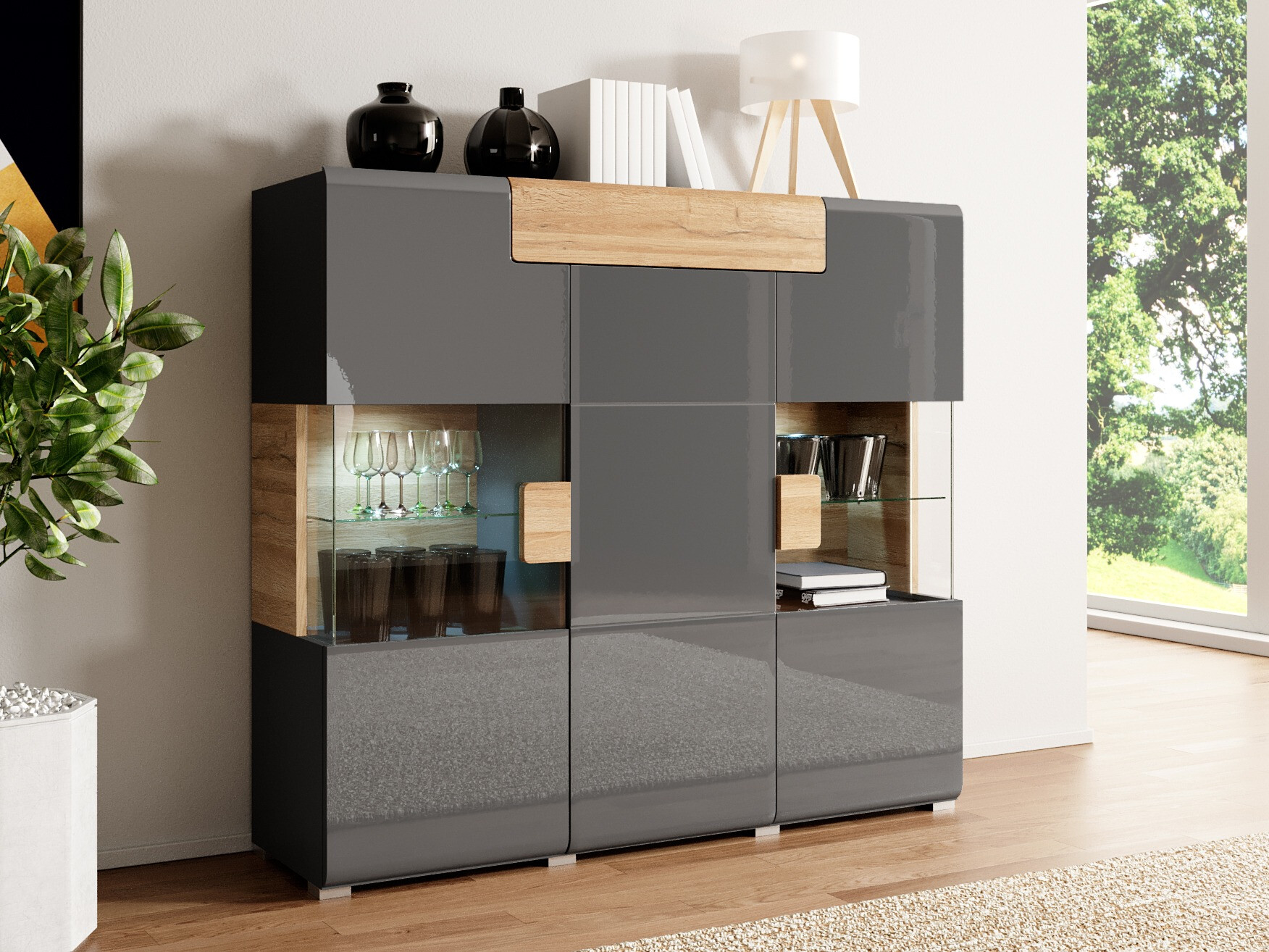 Madia Torsone 100 (Antracite + Gloss antracite + Nipote di quercia)