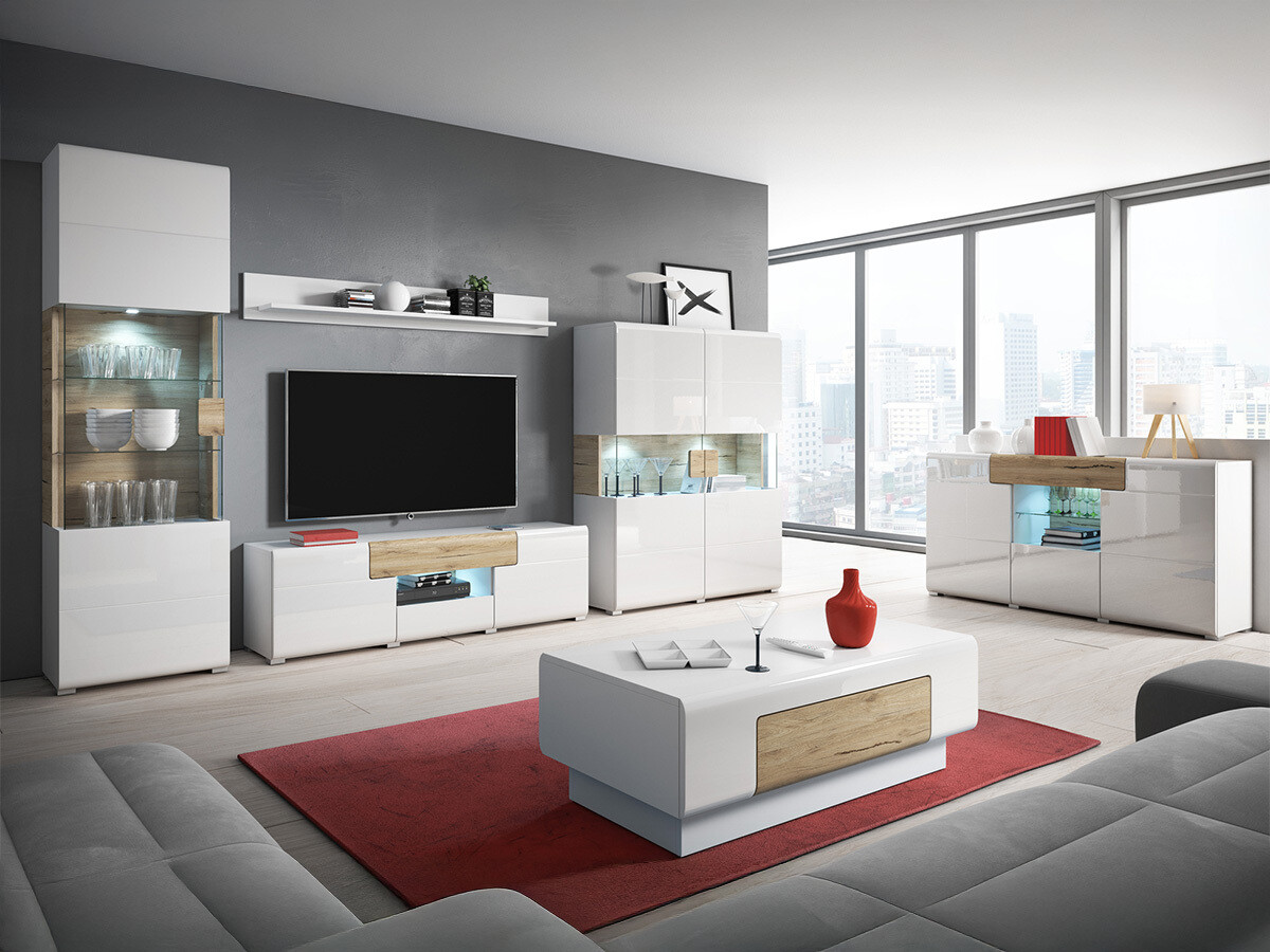 Scaffale Torsone 103 (Bianco + Bianco lucido + Quercia sanremo)