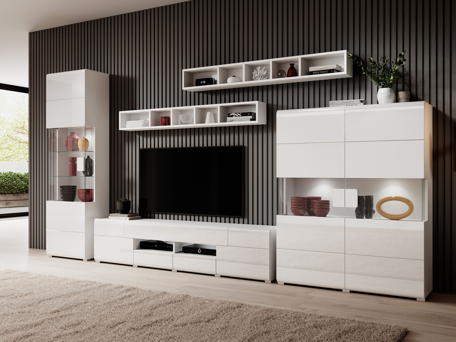 Scaffale Torsone 103 (Bianco + Bianco lucido)