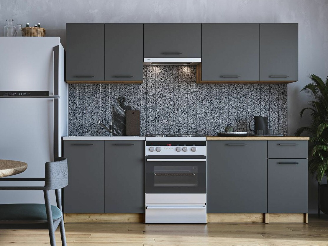 Composizione cucina Houston 856 (Antracite + Craft quercia)
