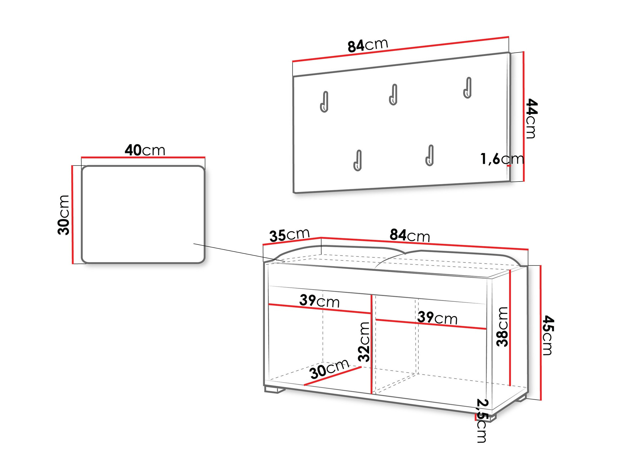 Set arredo da corridoio Comfivo Tutela (Bianco)
