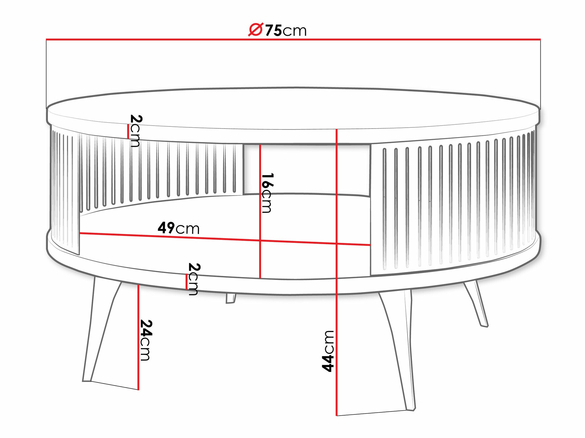 Tavolino da caffè Vitum II (Fucsia + Bianco)
