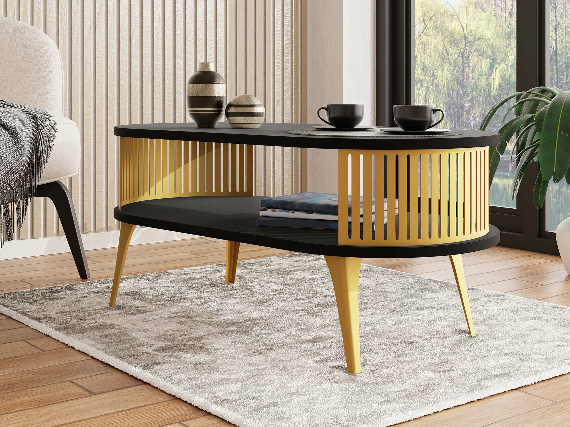 Tavolino da caffè Vitum IV (D'oro + Nero)