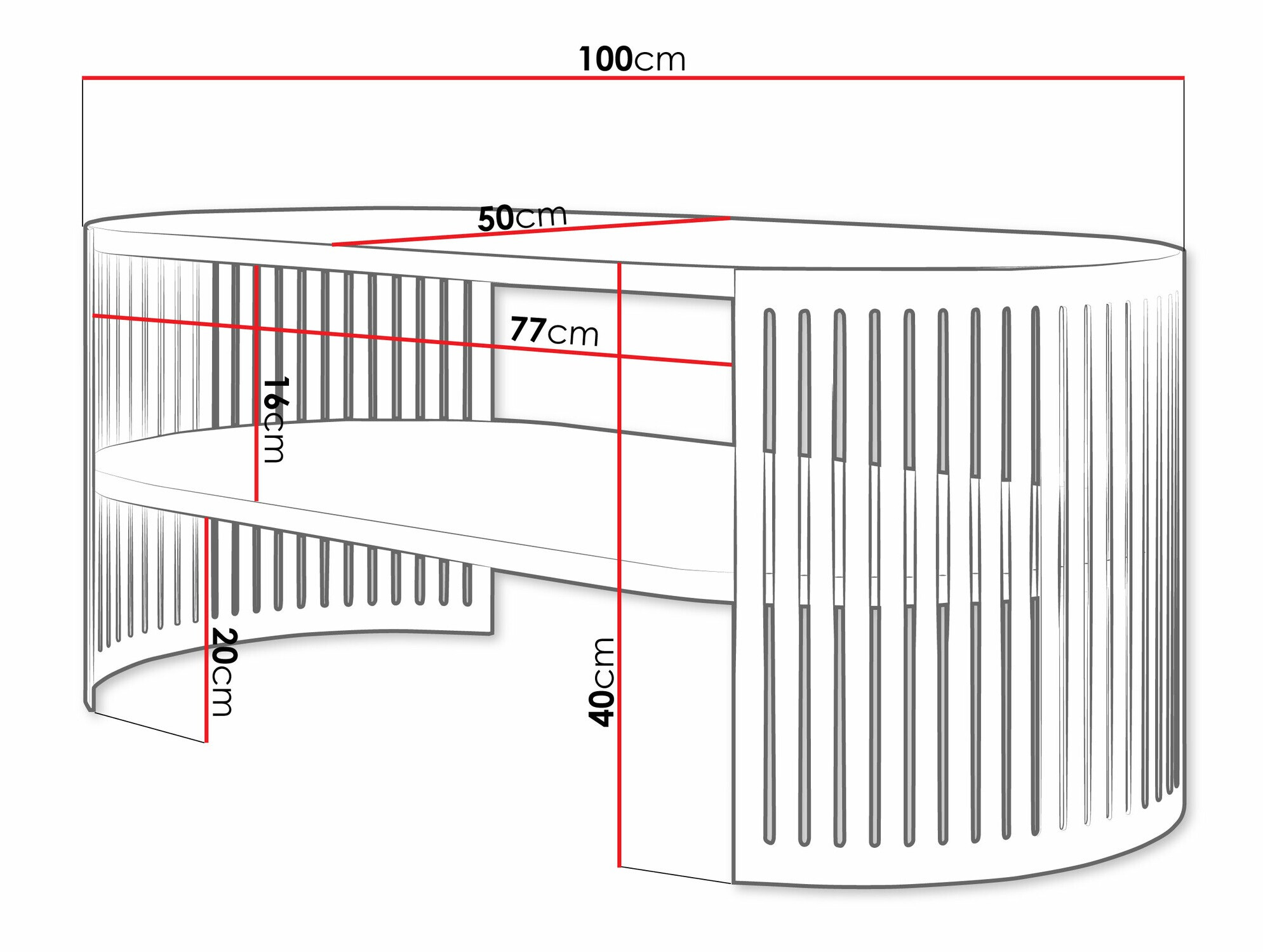 Tavolino da caffè Evanola 103 (Nero + Bianco)