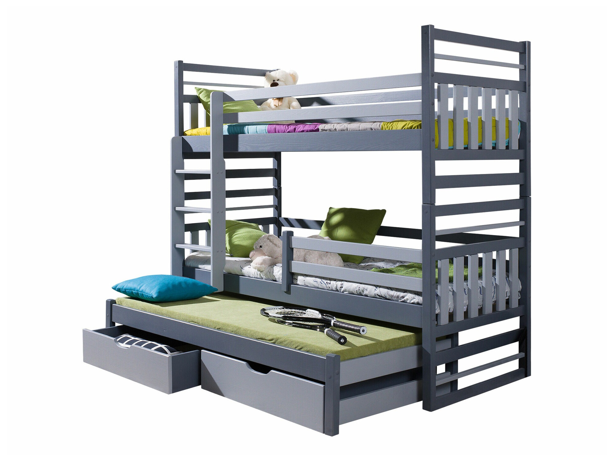Letto a castello Henderson 124 (Grafite + Grigio)